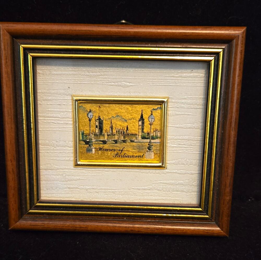 Barnett of London 23kt Gold Leaf Houses of Parliament Miniature Framed 4x3